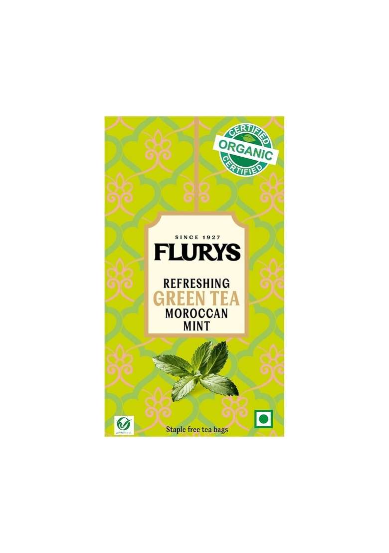 Ty-Phoo Flurys Green Refreshing Organic Moroccan Mint 25 Tea Bags,42.5 Grams,Green - Indya