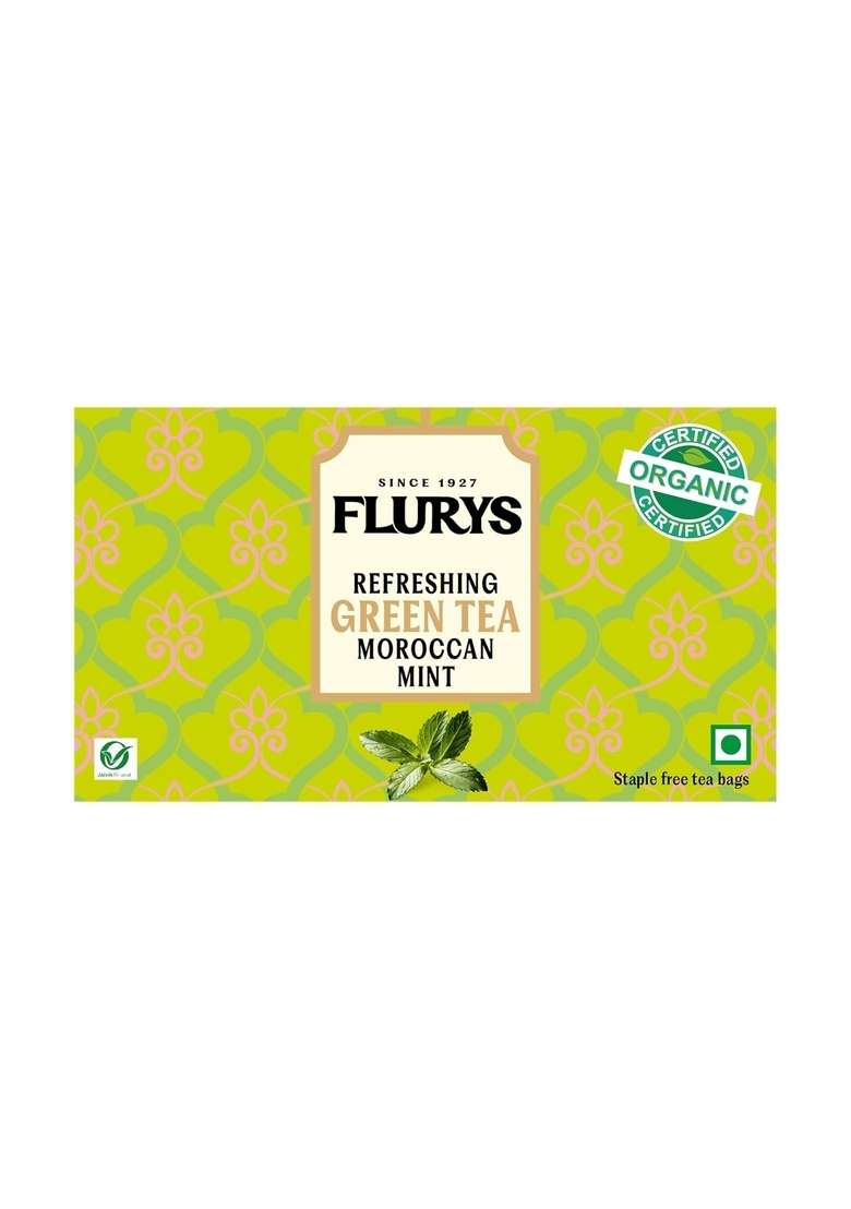 Ty-Phoo Flurys Green Refreshing Organic Moroccan Mint 25 Tea Bags,42.5 Grams,Green - Indya