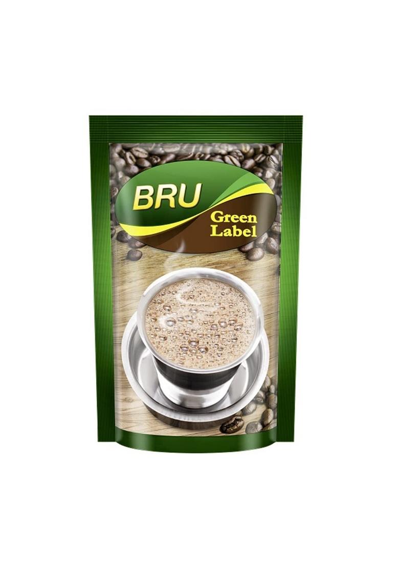 Bru Green Label Filter Coffee Powder 500 Gram Bag, Lightly Roasted Ground Beans From South India