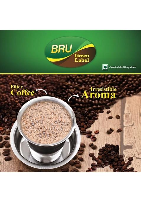 Bru Green Label Filter Coffee Powder 500 Gram Bag, Lightly Roasted Ground Beans From South India