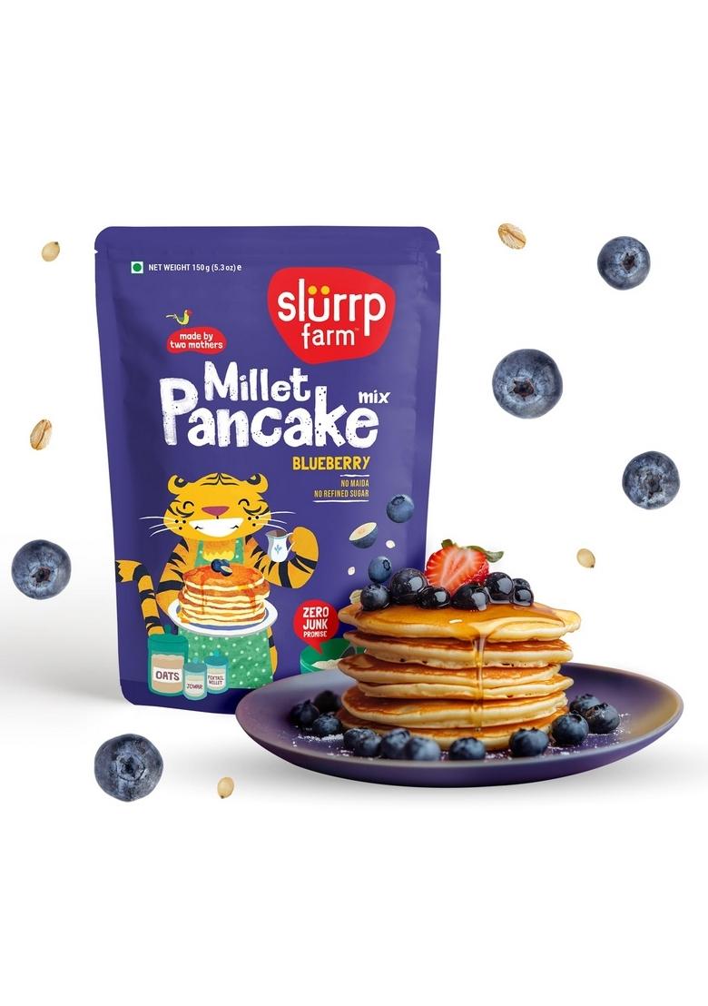 Slurrp Farm No Maida Pancake Mix | Instant Breakfast Made With Oats And Jowar 100% Vegetarian Eggless Healthy For Kids & Adults Real Blueberries- 150G
