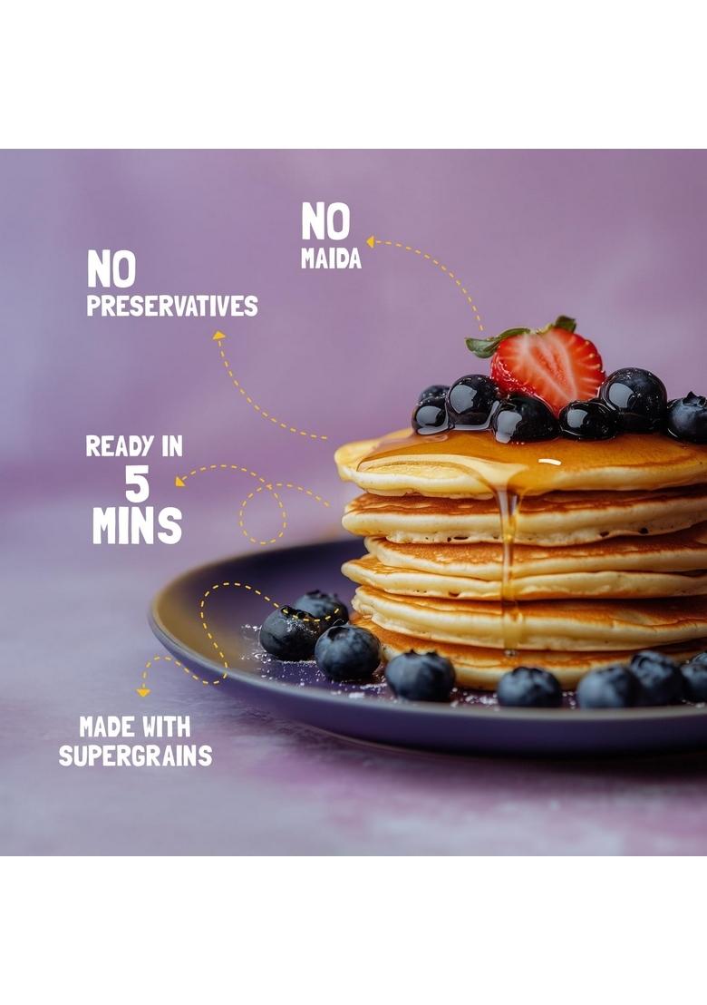 Slurrp Farm No Maida Pancake Mix | Instant Breakfast Made With Oats And Jowar 100% Vegetarian Eggless Healthy For Kids & Adults Real Blueberries- 150G