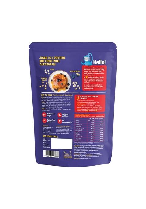 Slurrp Farm No Maida Pancake Mix | Instant Breakfast Made With Oats And Jowar 100% Vegetarian Eggless Healthy For Kids & Adults Real Blueberries- 150G