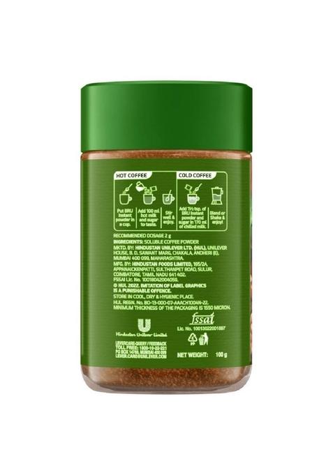 Bru Gold Instant Coffee Powder 100 G Jar, 100% Pure Ground From South India