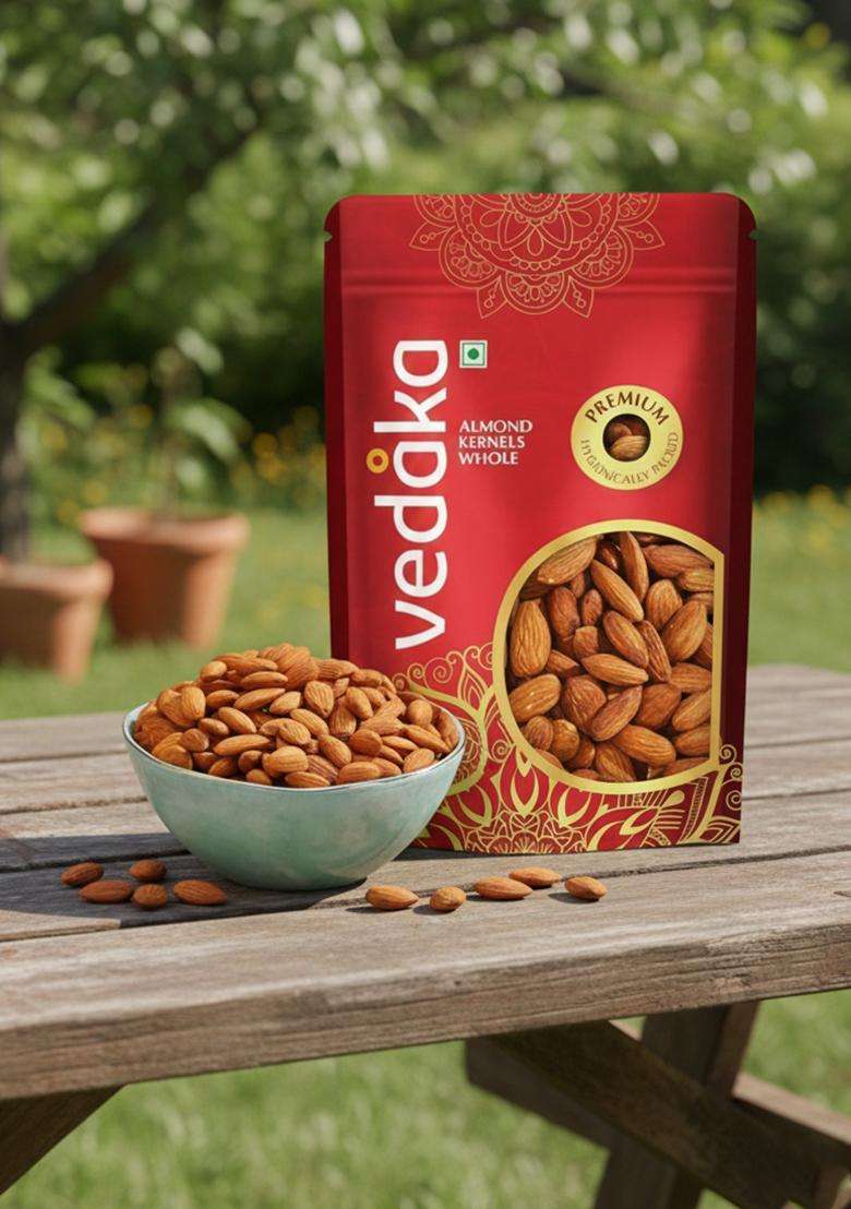 Vedaka Whole Almonds | 250 G Dried California Almonds, Grade Non-Pareil Purely Natural Badam Crunchy & Nutty No Added Flavors Or Preservatives - Indya