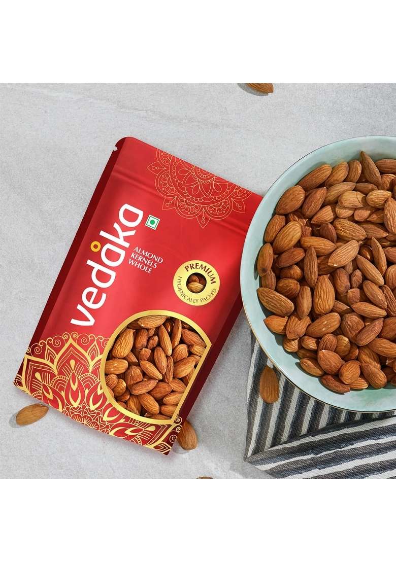 Vedaka Whole Almonds | 250 G Dried California Almonds, Grade Non-Pareil Purely Natural Badam Crunchy & Nutty No Added Flavors Or Preservatives - Indya