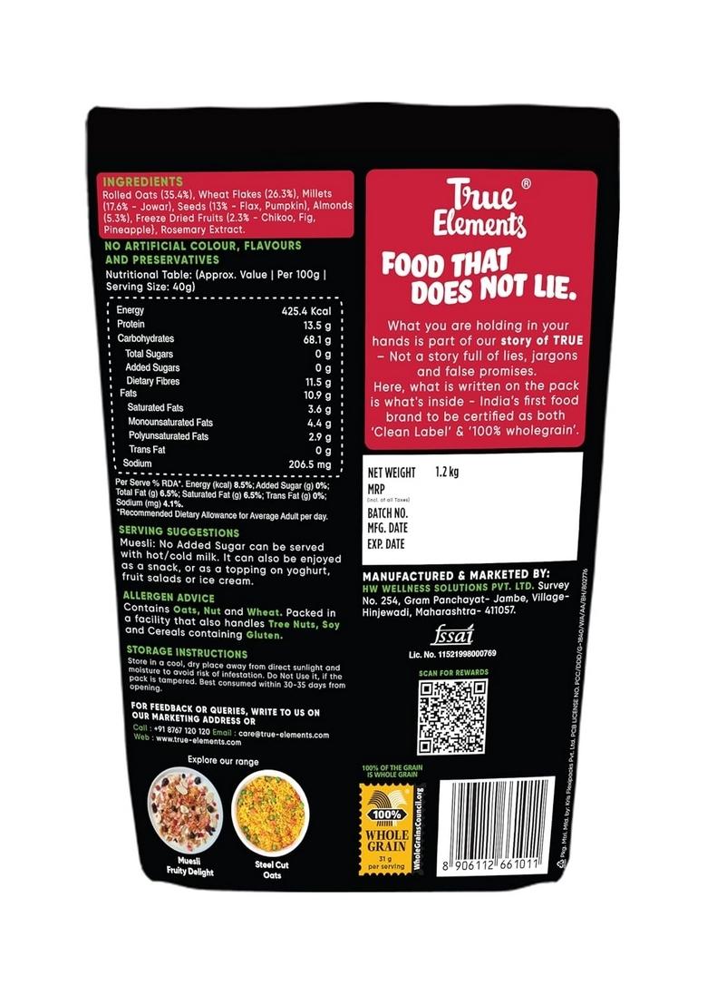 True Elements Muesli Sugar Free 1.2 Kg