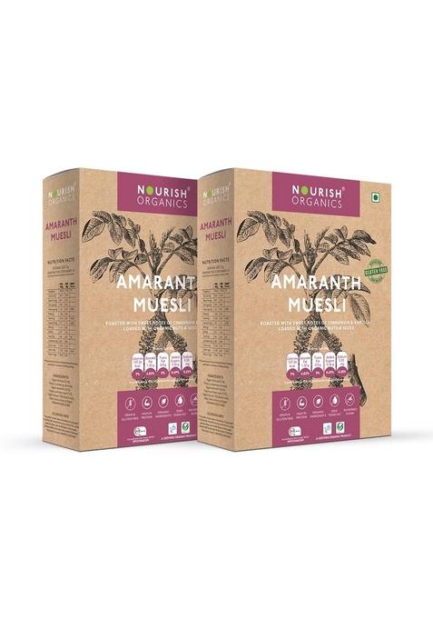 Nourish Organics Amaranth Muesli 280G Each Pack Of 2 | Healthy And Nutritious Breakfast Cereals With Whole Nuts No Refined Sugar Clean Label