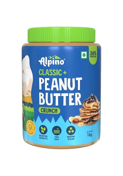 Alpino Classic Peanut Butter Crunch 1 Kg | 90% Roasted Peanuts High Protein Crunchy Gluten-Free
