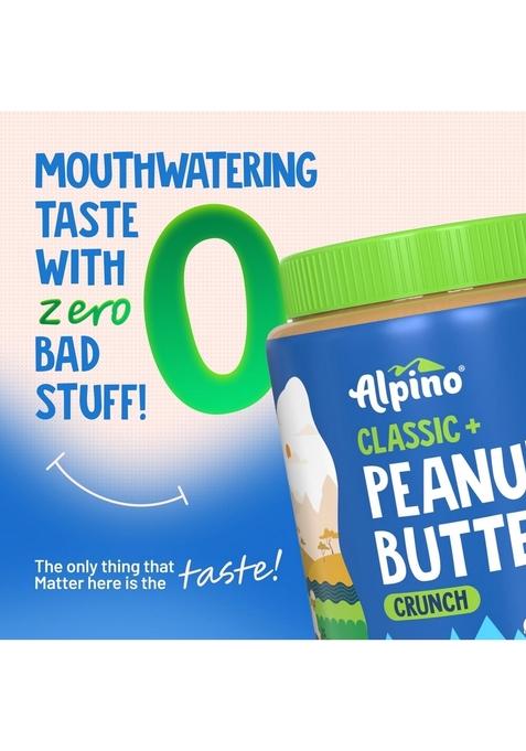 Alpino Classic Peanut Butter Crunch 1 Kg | 90% Roasted Peanuts High Protein Crunchy Gluten-Free