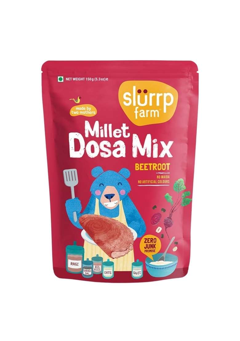 Slurrp Farm Millet Dosa Instant Mix, Supergrains Spinach And Beetroot, Natural Healthy Food, 150G (Pack Of 2) - Indya