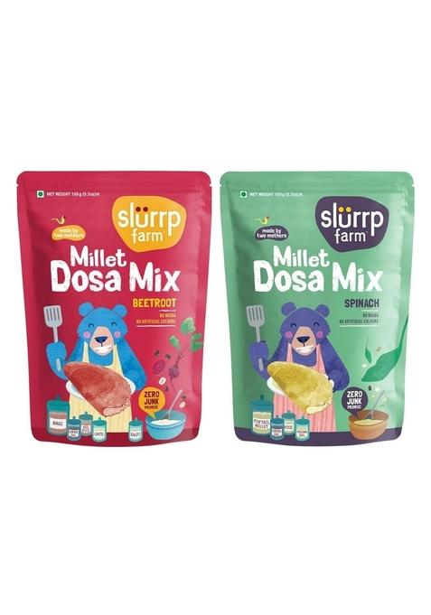 Slurrp Farm Millet Dosa Instant Mix, Supergrains Spinach And Beetroot, Natural Healthy Food, 150G (Pack Of 2)