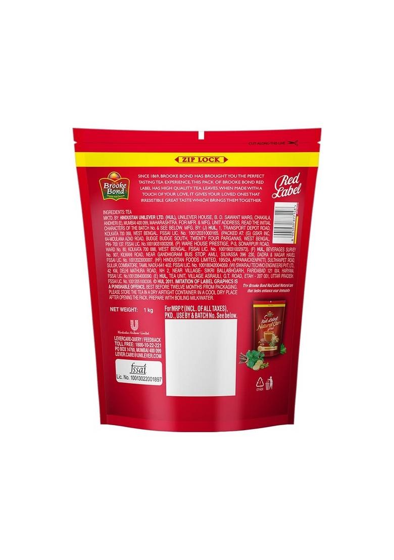 Brooke Bond Red Label Tea 1 Kg Pack, Strong Chai From The Best Chosen Leaves, Rich In Healthy Flavonoids
