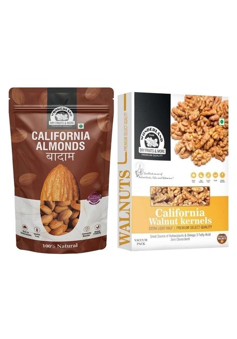 Wonderland Foods (Device) 400G (200G X 2) Dry Fruits Combo Pack Of Almond & Walnut Kernels