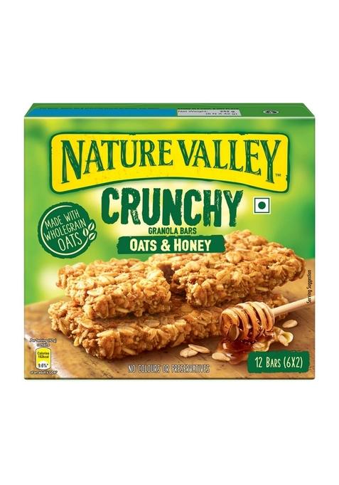Nature Valley Crunchy Granola Bars | Multigrain Energy Bars| No Artificial Flavours Contains Whole Grain Oats & Honey, 252G (12 Bars-Pack Of 6)
