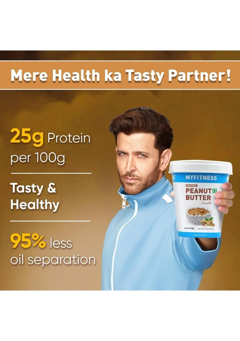 Myfitness Original Classic Peanut Butter Smooth 510G | 21G Protein To Boost Energy Tasty & Healthy Nut Spread Vegan Cholesterol Free, Gluten Free Zero Trans Fat Creamy