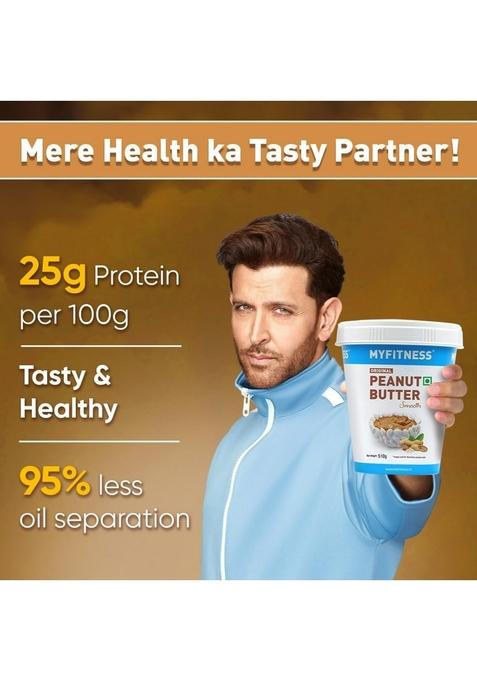 Myfitness Original Classic Peanut Butter Smooth 510G | 21G Protein To Boost Energy Tasty & Healthy Nut Spread Vegan Cholesterol Free, Gluten Free Zero Trans Fat Creamy