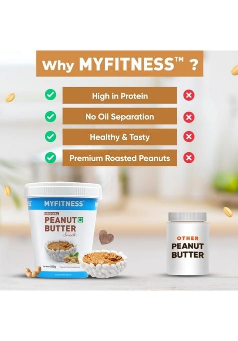 Myfitness Original Classic Peanut Butter Smooth 510G | 21G Protein To Boost Energy Tasty & Healthy Nut Spread Vegan Cholesterol Free, Gluten Free Zero Trans Fat Creamy