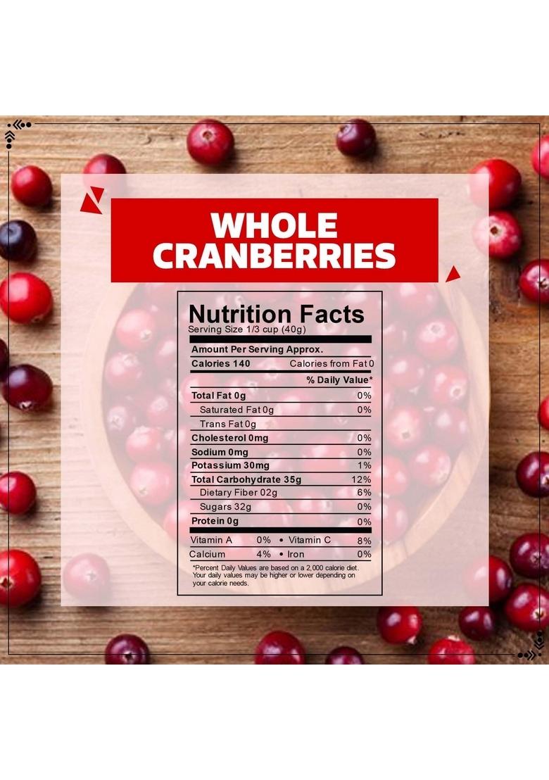 Wonderland Foods (Device) 200G Healthy & Tasty Californian Whole Dried Cranberry Pouch | Dry Fruits