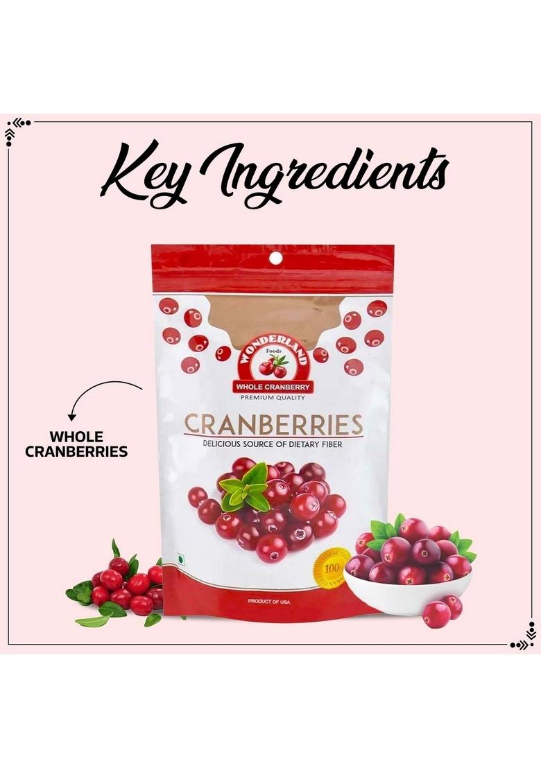 Wonderland Foods (Device) 200G Healthy & Tasty Californian Whole Dried Cranberry Pouch | Dry Fruits