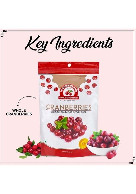 Wonderland Foods (Device) 200G Healthy & Tasty Californian Whole Dried Cranberry Pouch | Dry Fruits