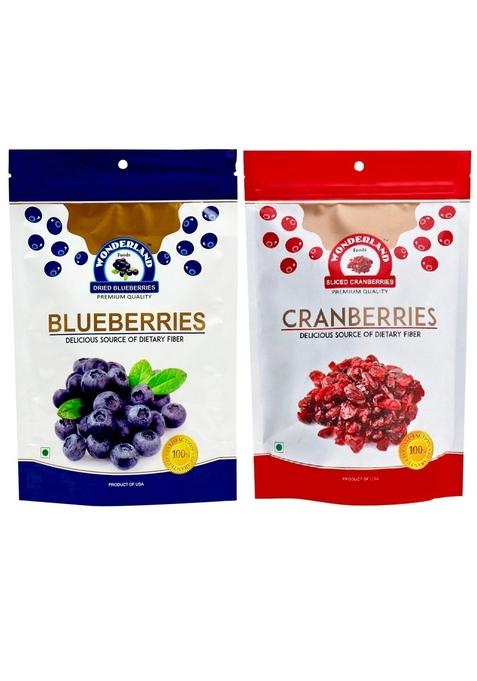 Wonderland Foods (Device) 350G Premium Berries Combo Of Dried Sliced Cranberries 200G & Blueberries 150G