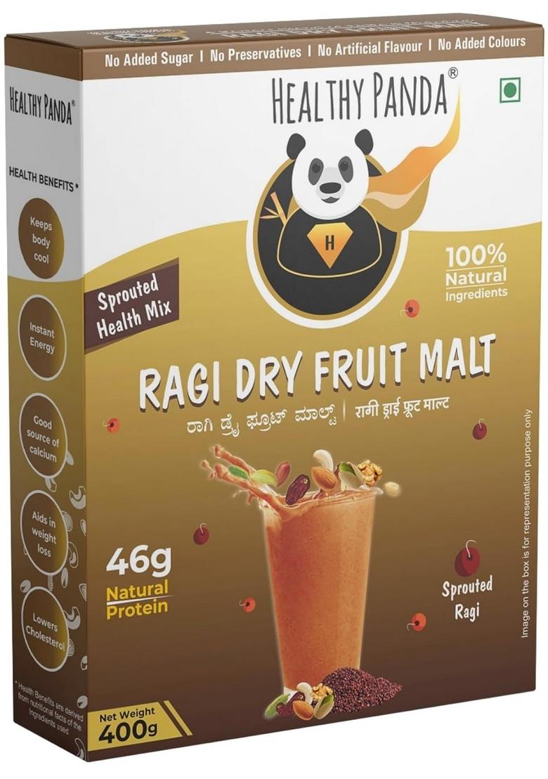 Healthy Panda Organic Sprouted Ragi Dry Fruit Malt 800 G- Sugar Free-Health Mix/Milk Drink For Kids/Health Mix Adults/Women Nutrition Drink/Millets Food/Dryfruit Powder