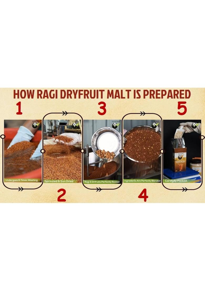 Healthy Panda Organic Sprouted Ragi Dry Fruit Malt 800 G- Sugar Free-Health Mix/Milk Drink For Kids/Health Mix Adults/Women Nutrition Drink/Millets Food/Dryfruit Powder