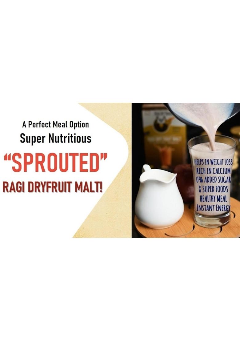 Healthy Panda Organic Sprouted Ragi Dry Fruit Malt 800 G- Sugar Free-Health Mix/Milk Drink For Kids/Health Mix Adults/Women Nutrition Drink/Millets Food/Dryfruit Powder