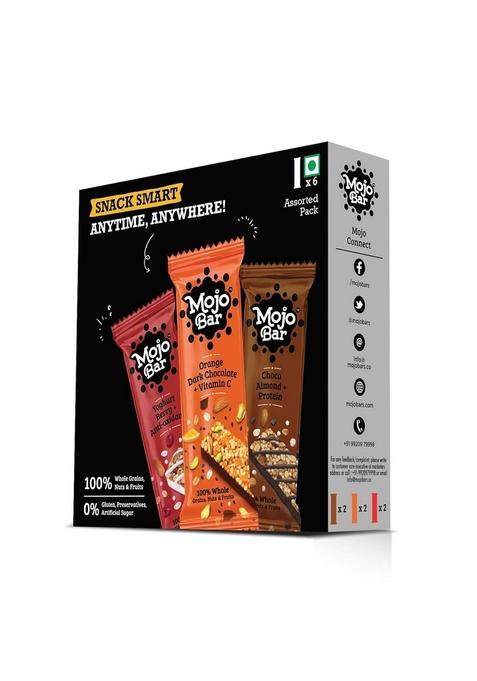 Mojo Bar Energy Bars Variety Pack | Choco Almond, Yoghurt Berry & Orange Dark 100% Whole Grains, Nut Fruit High Granola Of 6 X 32G Gluten Free No Preservatives