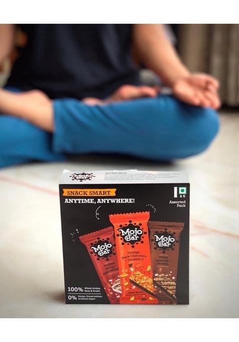 Mojo Bar Energy Bars Variety Pack | Choco Almond, Yoghurt Berry & Orange Dark 100% Whole Grains, Nut Fruit High Granola Of 6 X 32G Gluten Free No Preservatives