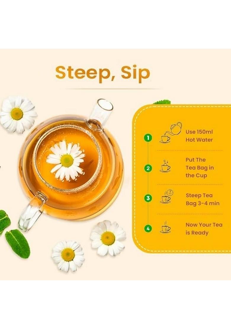 Goodwyn Chamomile Tea For Sleep (20 Bags) | Real Flowers Caffeine-Free Herbal Promotes Relaxation, Calm, Stress Relief Non Bitter Plastic Free