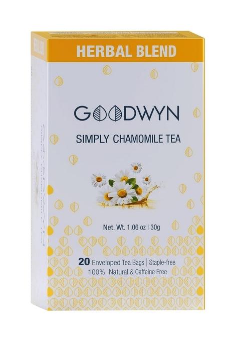 Goodwyn Chamomile Tea For Sleep (20 Bags) | Real Flowers Caffeine-Free Herbal Promotes Relaxation, Calm, Stress Relief Non Bitter Plastic Free