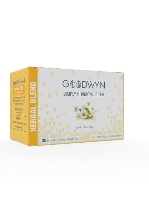 Goodwyn Chamomile Tea For Sleep (20 Bags) | Real Flowers Caffeine-Free Herbal Promotes Relaxation, Calm, Stress Relief Non Bitter Plastic Free