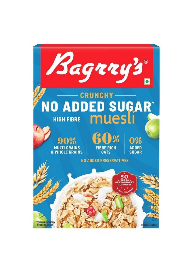 Bagrry'S Bagrry’S No Added Sugar Muesli 500G | 0% 90% Whole Grains High Fibre & Protein Plant-Based Breakfast Cereal Nuts, Corn Flakes Ideal For Diabetics Weight Management Preservatives