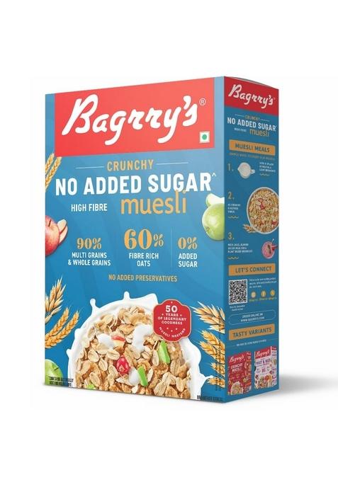 Bagrry'S Bagrry’S No Added Sugar Muesli 500G | 0% 90% Whole Grains High Fibre & Protein Plant-Based Breakfast Cereal Nuts, Corn Flakes Ideal For Diabetics Weight Management Preservatives