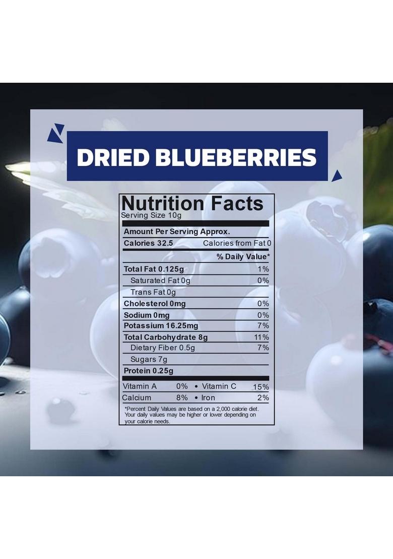 Wonderland Foods (Device) 250G Healthy & Tasty Californian Whole Dried Blueberry Jar | Dry Fruits