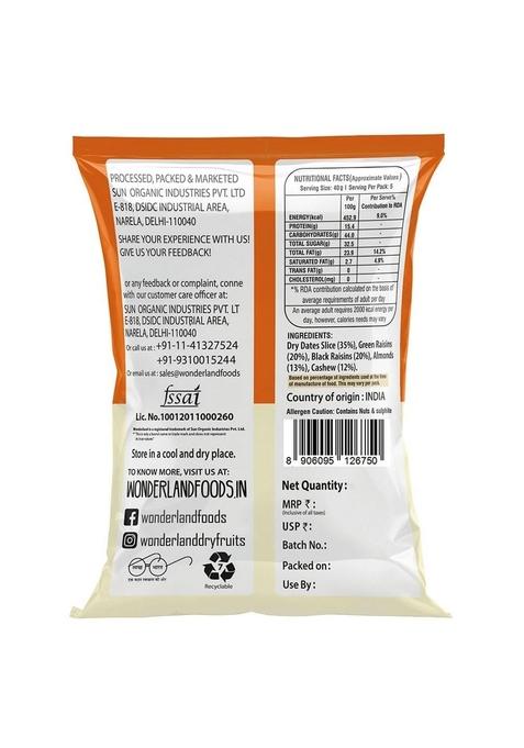 Wonderland Foods (Device) 200G Panchmewa Dry Fruits 5 In 1 Almonds, Cashews, Raisins, Coconut Slice And Dates Great Source Of Instant Energy Promotes Digestive Health Increases Levels