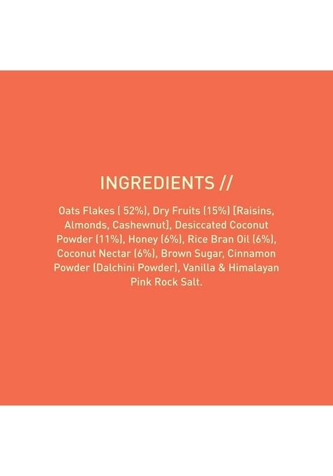 Nourish Organics Cinnamon Oats Granola, 270G Pack | Healthy And Nutritious Breakfast Cereals With Whole Nuts No Refined Sugar Clean Label