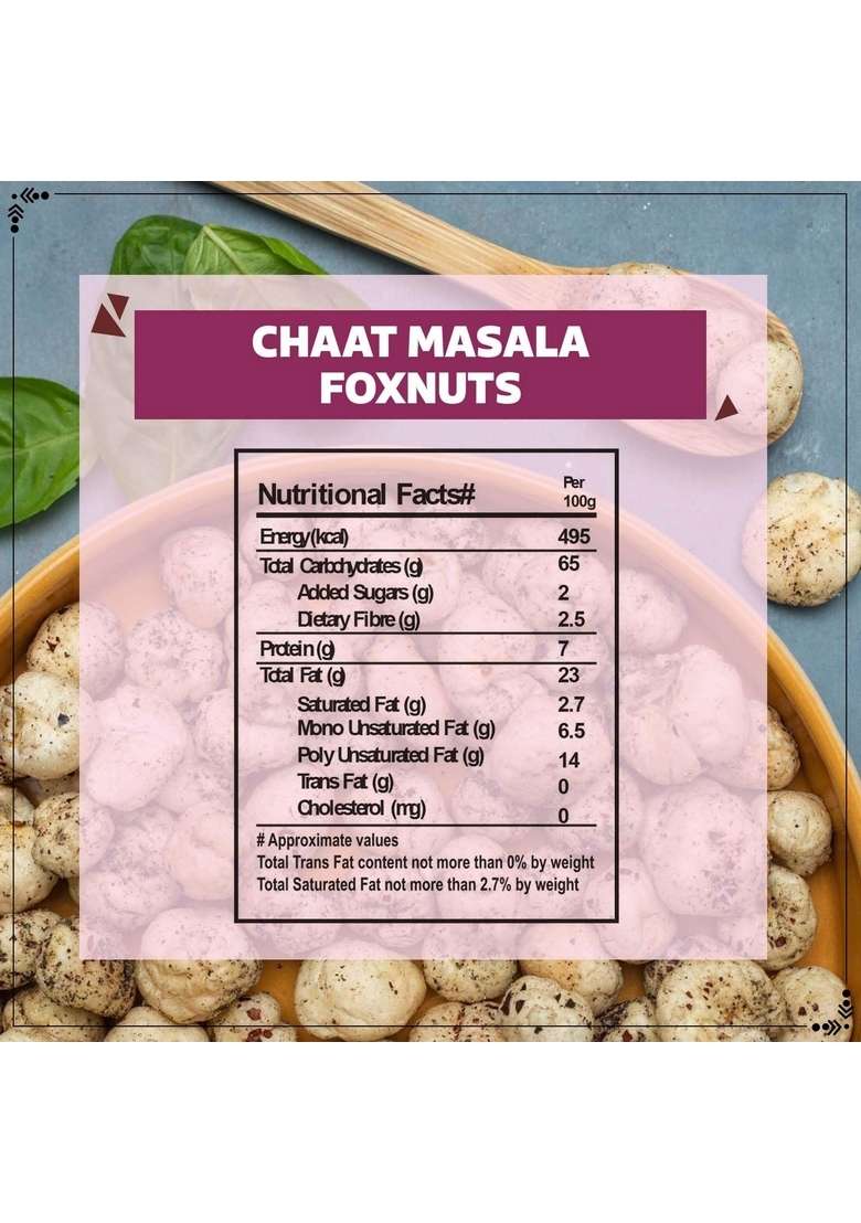 Wonderland Foods (Device) 100G Roasted & Flavoured Chaat Masala Makhana (Foxnut) Jar - Indya