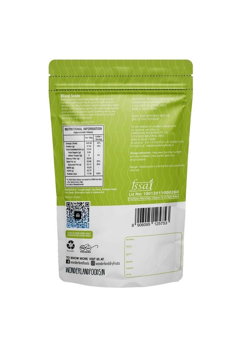Wonderland Foods (Device) 250G Healthy Raw Mixed Seeds Pouch | Sunflower, Pumpkin, Watermelon, Chia & Flax