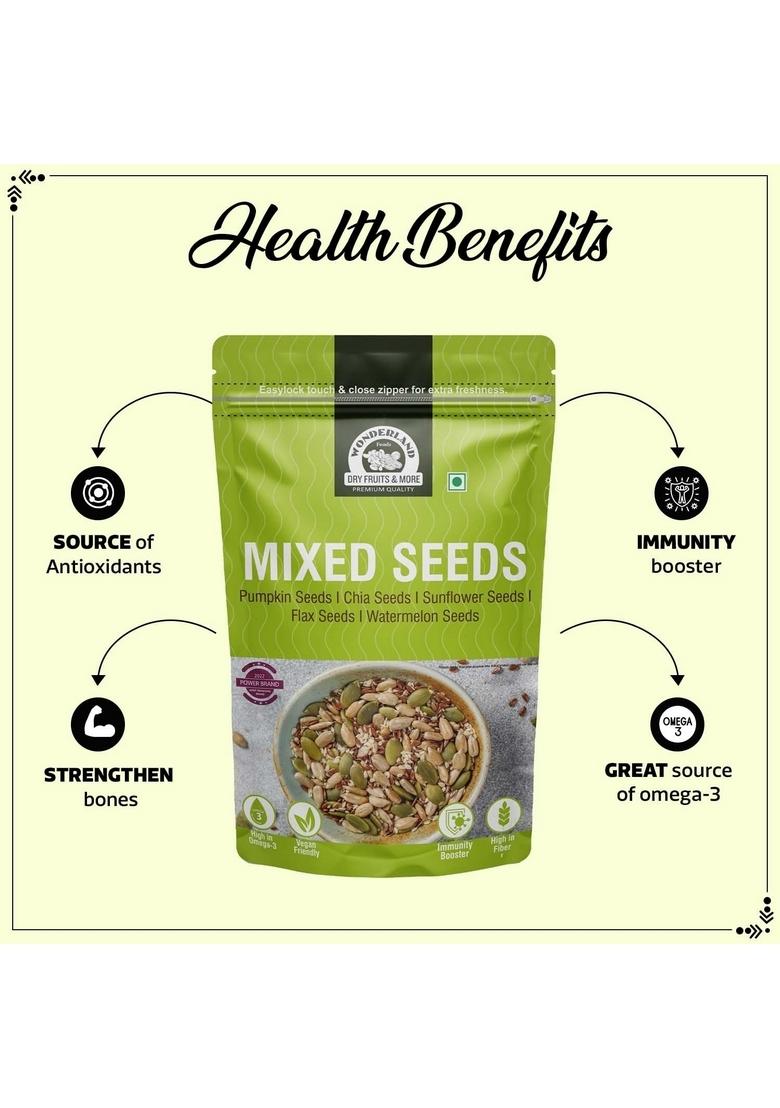 Wonderland Foods (Device) 250G Healthy Raw Mixed Seeds Pouch | Sunflower, Pumpkin, Watermelon, Chia & Flax