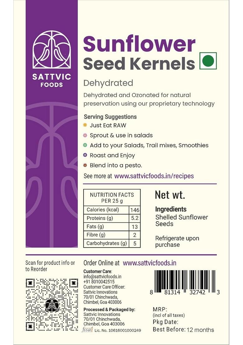 Sattvic Foods Raw Sunflower Seeds (250 G) | Indian Origin, Dehydrated And Ozonated Not Roasted, Unsalted For Eating Add To Salads, Trail Mixes, Roast, Make Pesto Dips