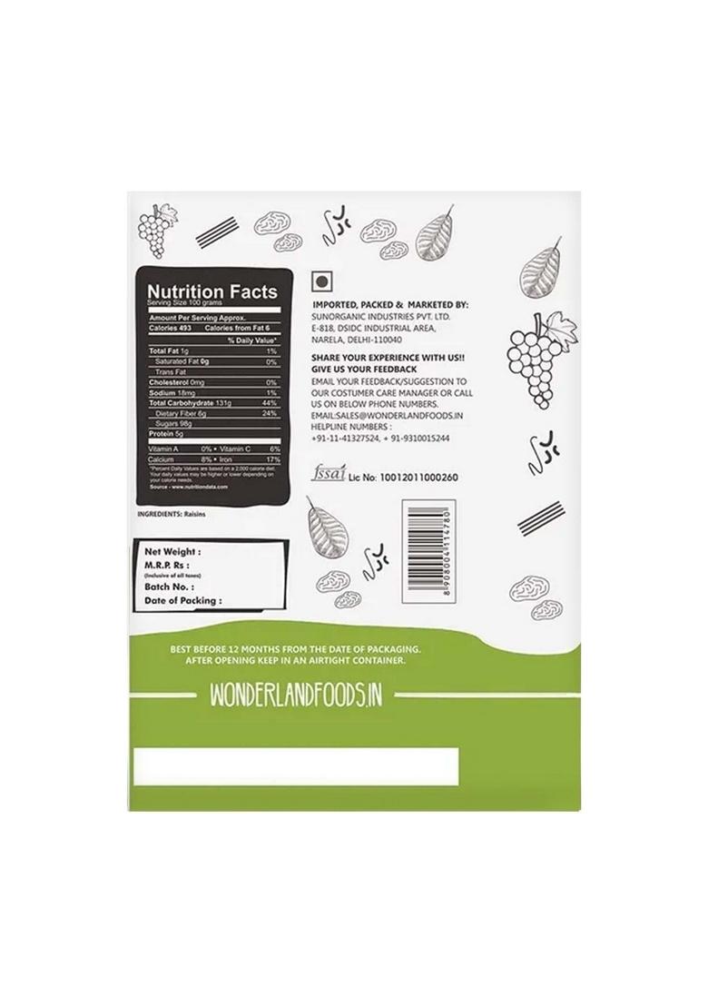 Wonderland Foods (Device) 200G Plain Green Raisin (Kishmish) Dried Grapes Box