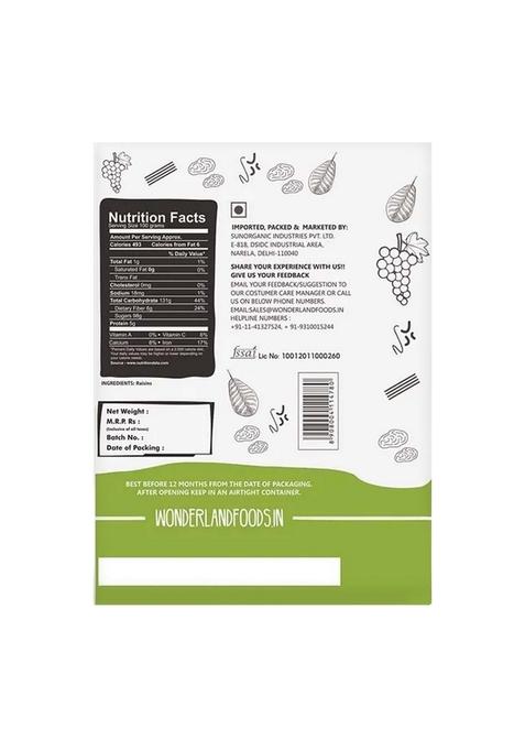 Wonderland Foods (Device) 200G Plain Green Raisin (Kishmish) Dried Grapes Box