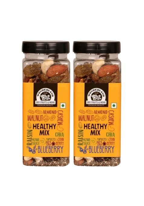 Wonderland Foods (Device) 400G (200G X 2) Premium Healthy Mix Jar | 10 In 1 Pack Contains Blueberries, Cranberries, Dried Anjeer, Kiwi, Chia Seeds, Pumpkin Almonds, Cashews, Raisins, Walnut