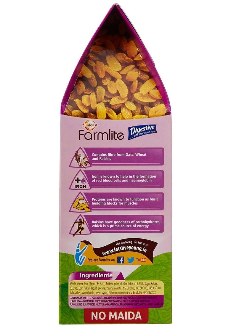 Sunfeast Farmlite Digestive Oats With Raisins Biscuits, 150G - Indya