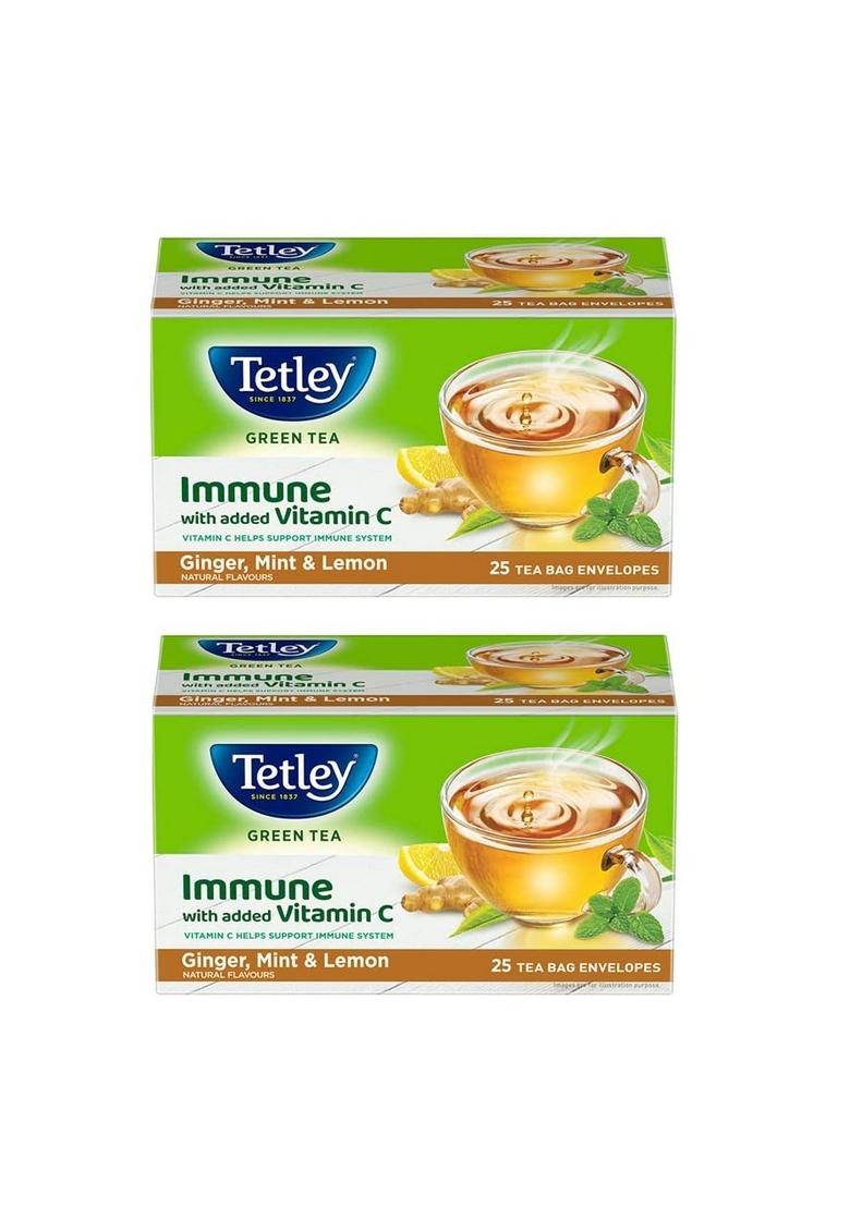 Tetley Green Tea Bags, Ginger Mint Lemon (50 Bags), 75 Grams, Pack Of 1
