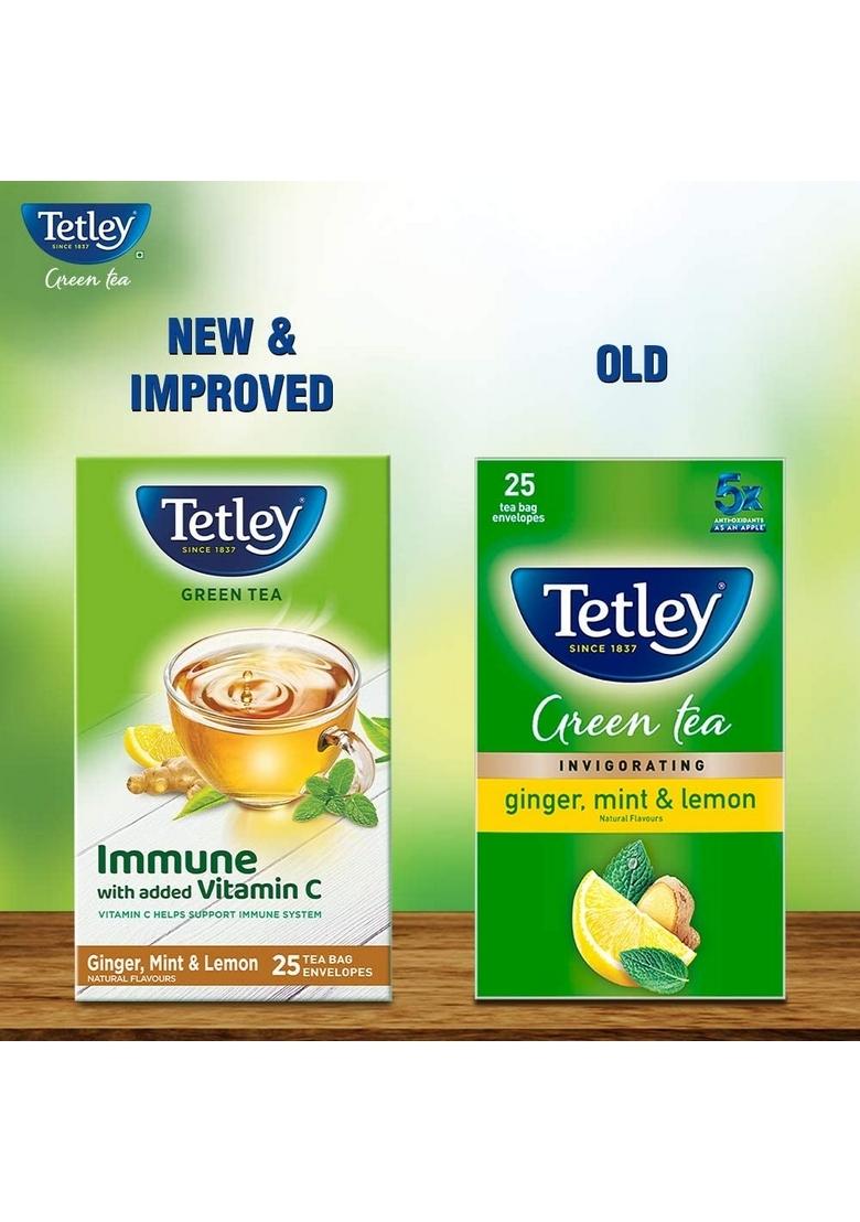 Tetley Green Tea Bags, Ginger Mint Lemon (50 Bags), 75 Grams, Pack Of 1