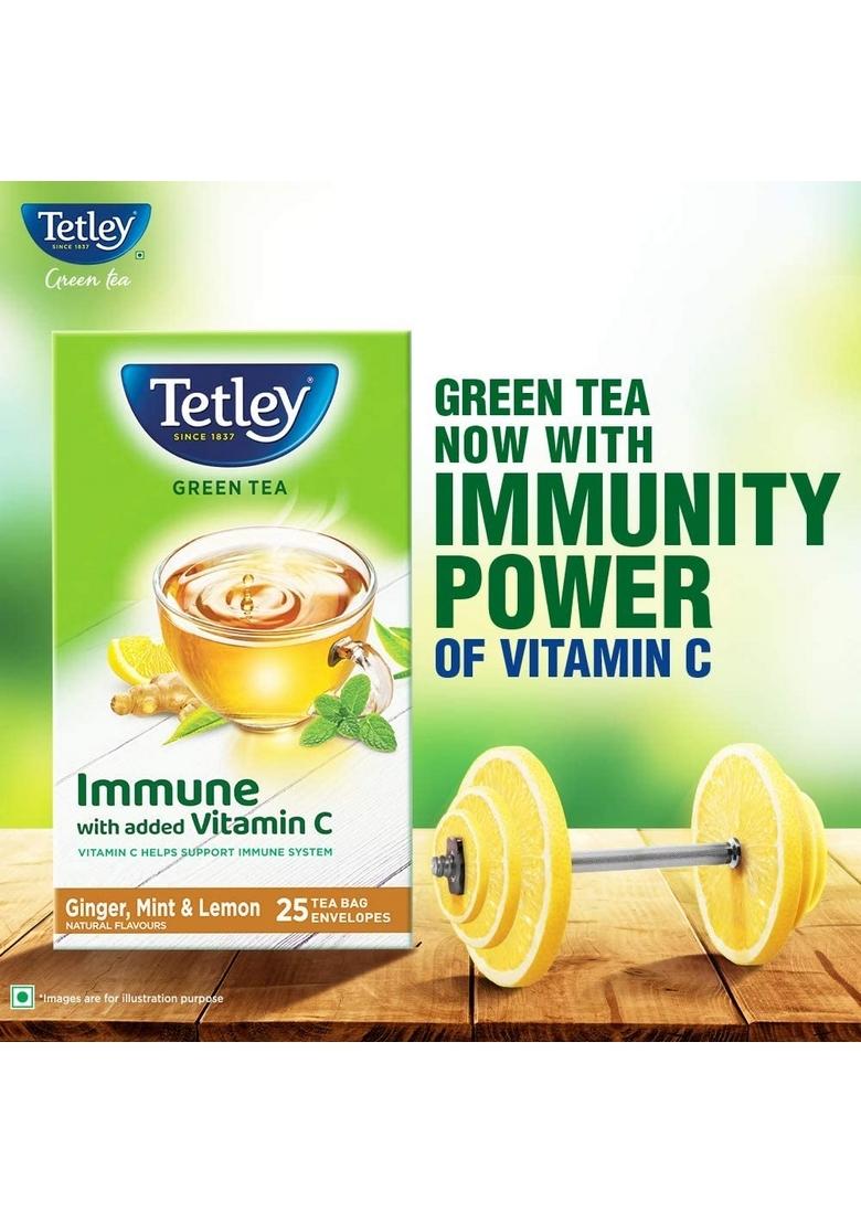 Tetley Green Tea Bags, Ginger Mint Lemon (50 Bags), 75 Grams, Pack Of 1